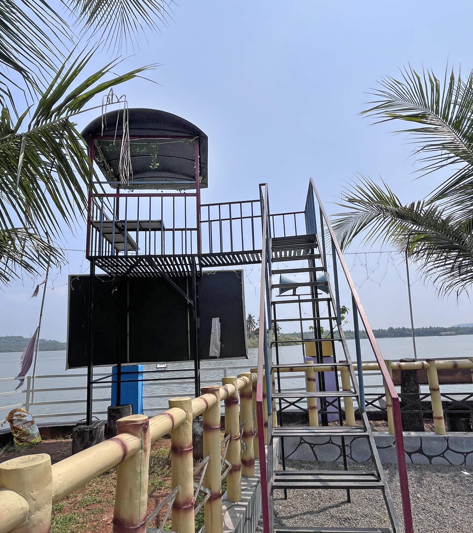 Watch tower overlooking the park and lake at Akalappuzha